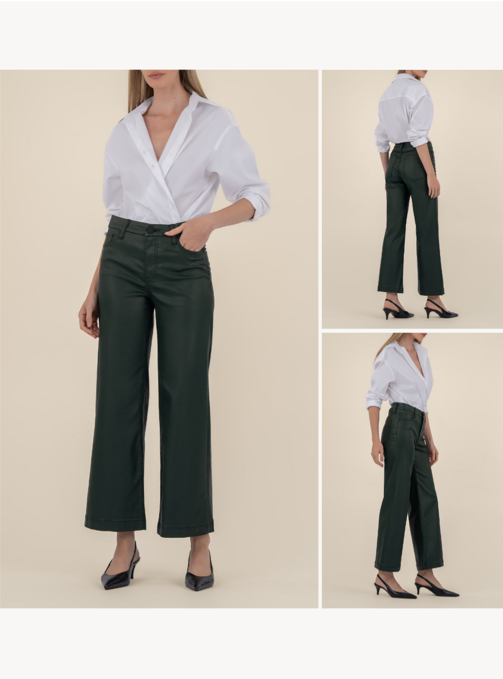 Image of Meg Coated High Rise Wide Leg- FINAL SALE