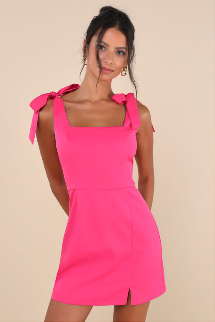 Image of Your Sweetie Fuchsia Tie-Strap Mini Dress | Lulus