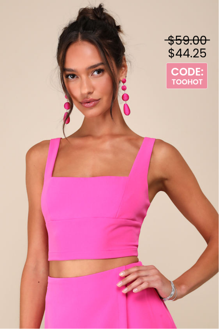 Image of Exceptionally Styled Hot Pink Lace-Up Two-Piece Skort Romper | Lulus